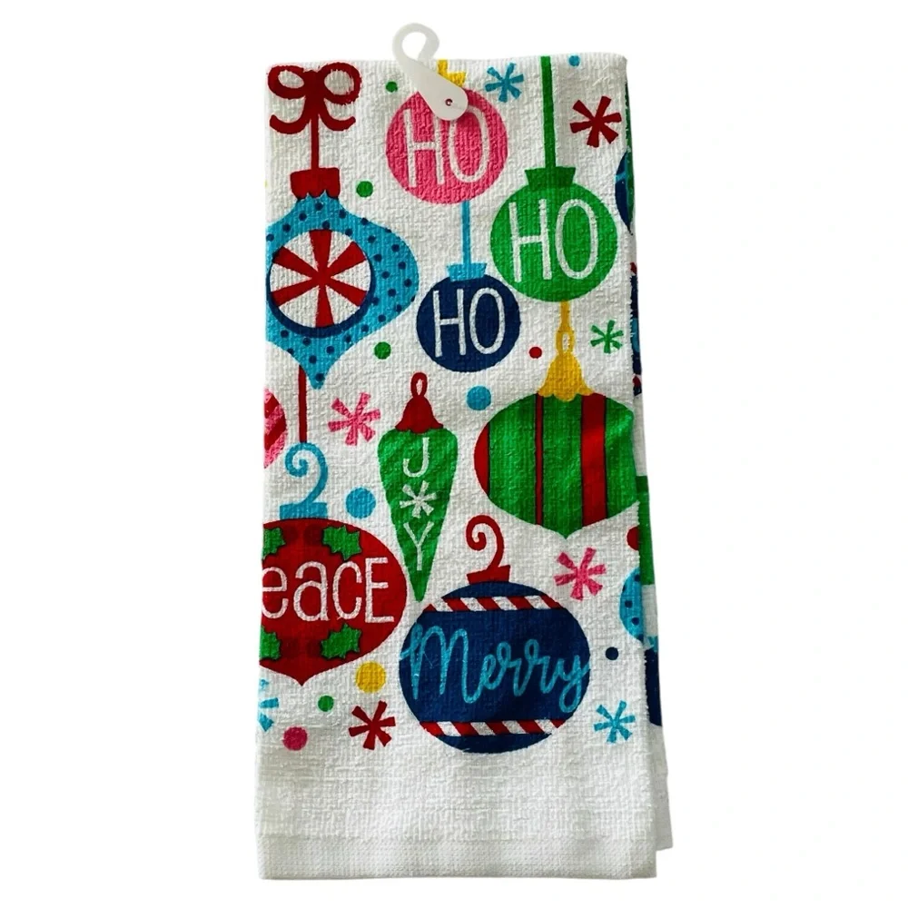 Holiday Ornaments Cotton Kitchen Towel 15”x24”